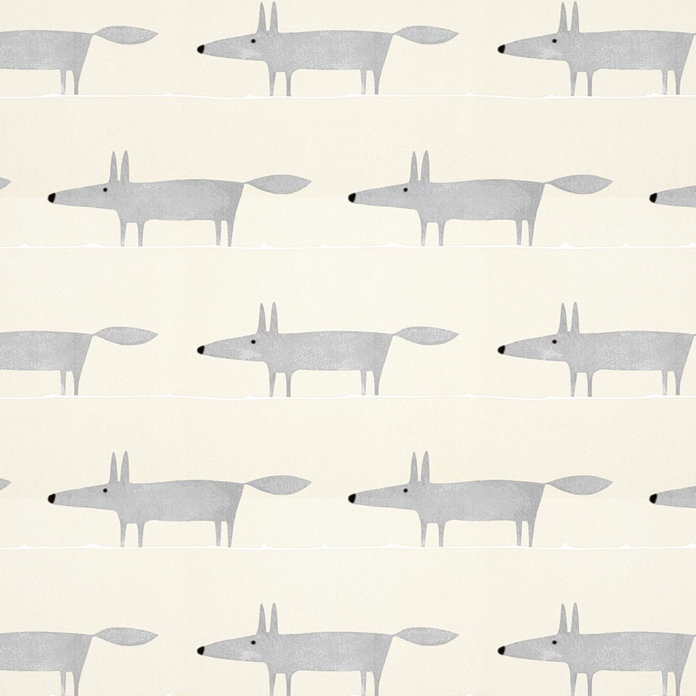 Mr Fox Wallpaper 112270 by Scion in Silver Grey